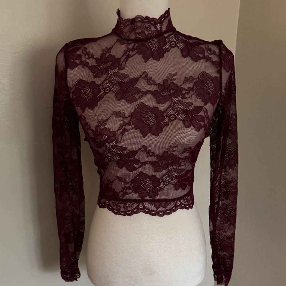 Victoria's Secret Burgundy Lace Blouse